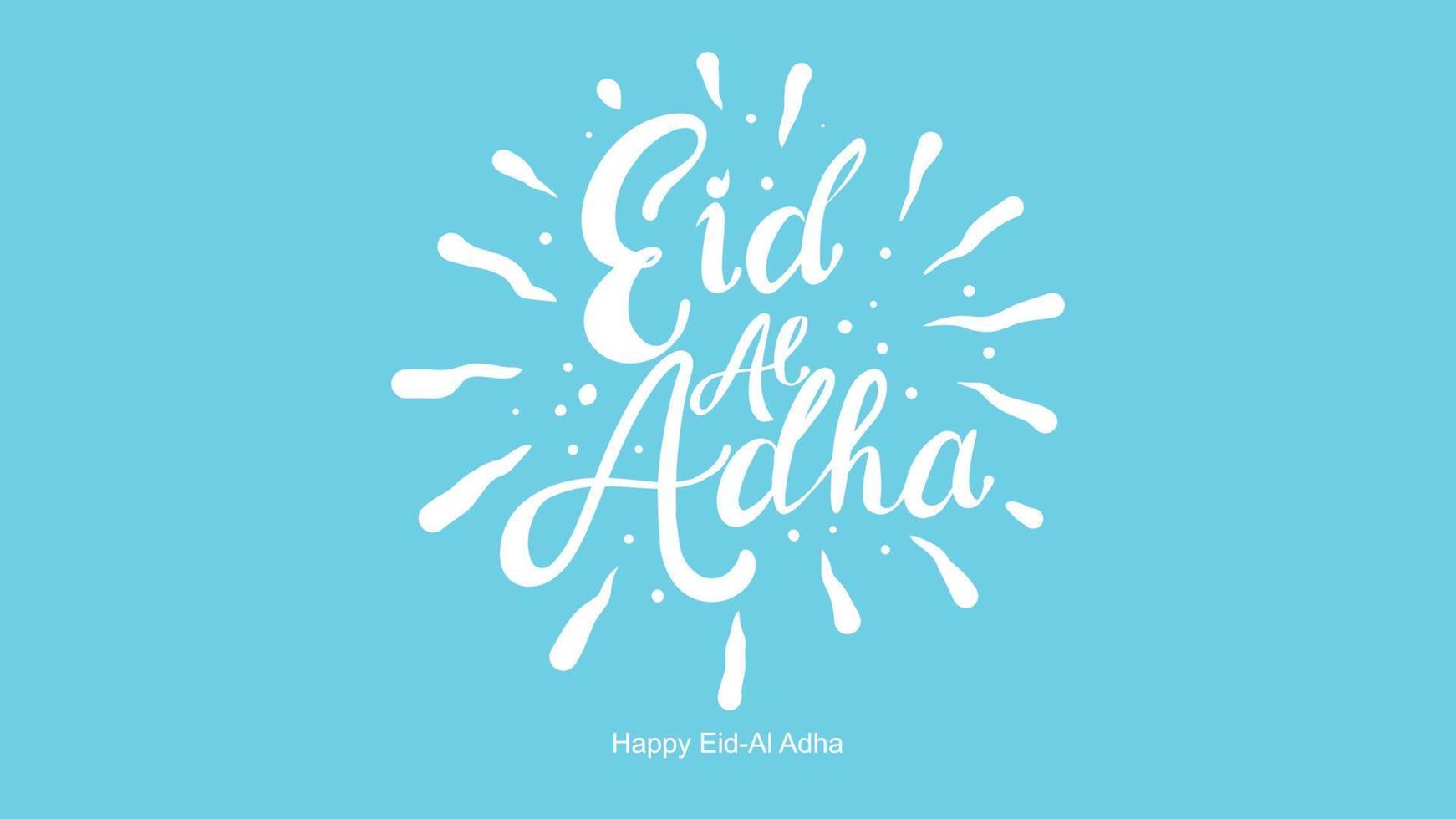 Eid al-Adha handwritten lettering. Beautiful text design for for graphic poster, greeting card etc.Greeting vector illustration