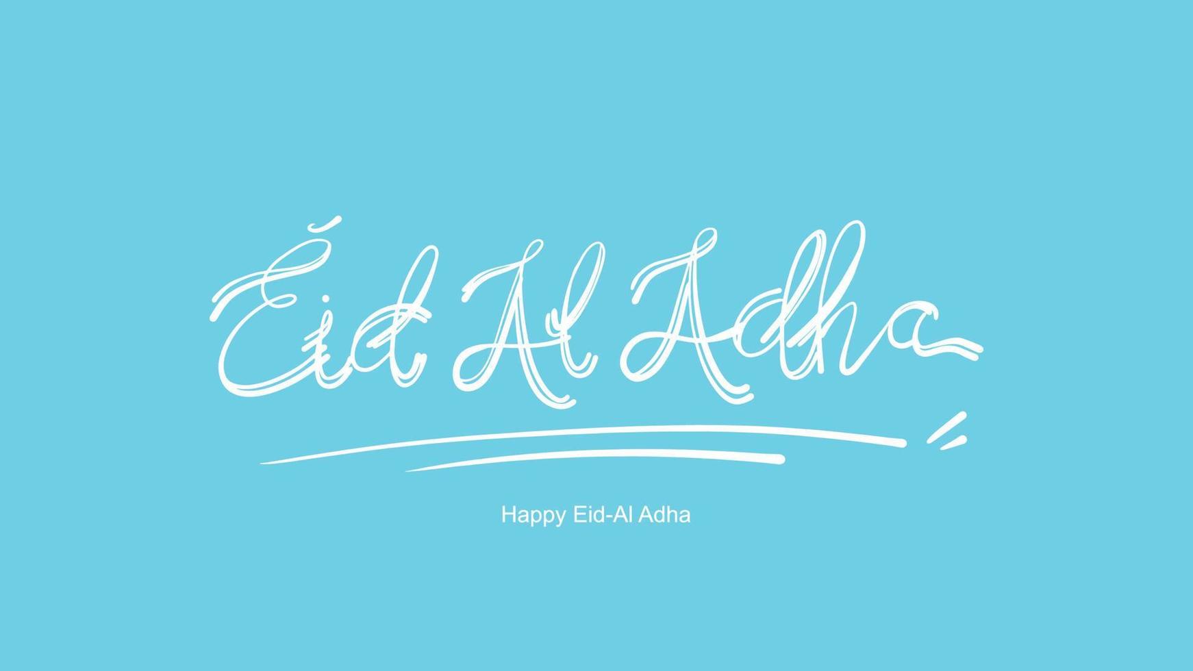 Letras manuscritas de eid al-adha. Hermoso diseño de texto para póster gráfico, tarjeta de felicitación, etc. Ilustración de vector de saludo