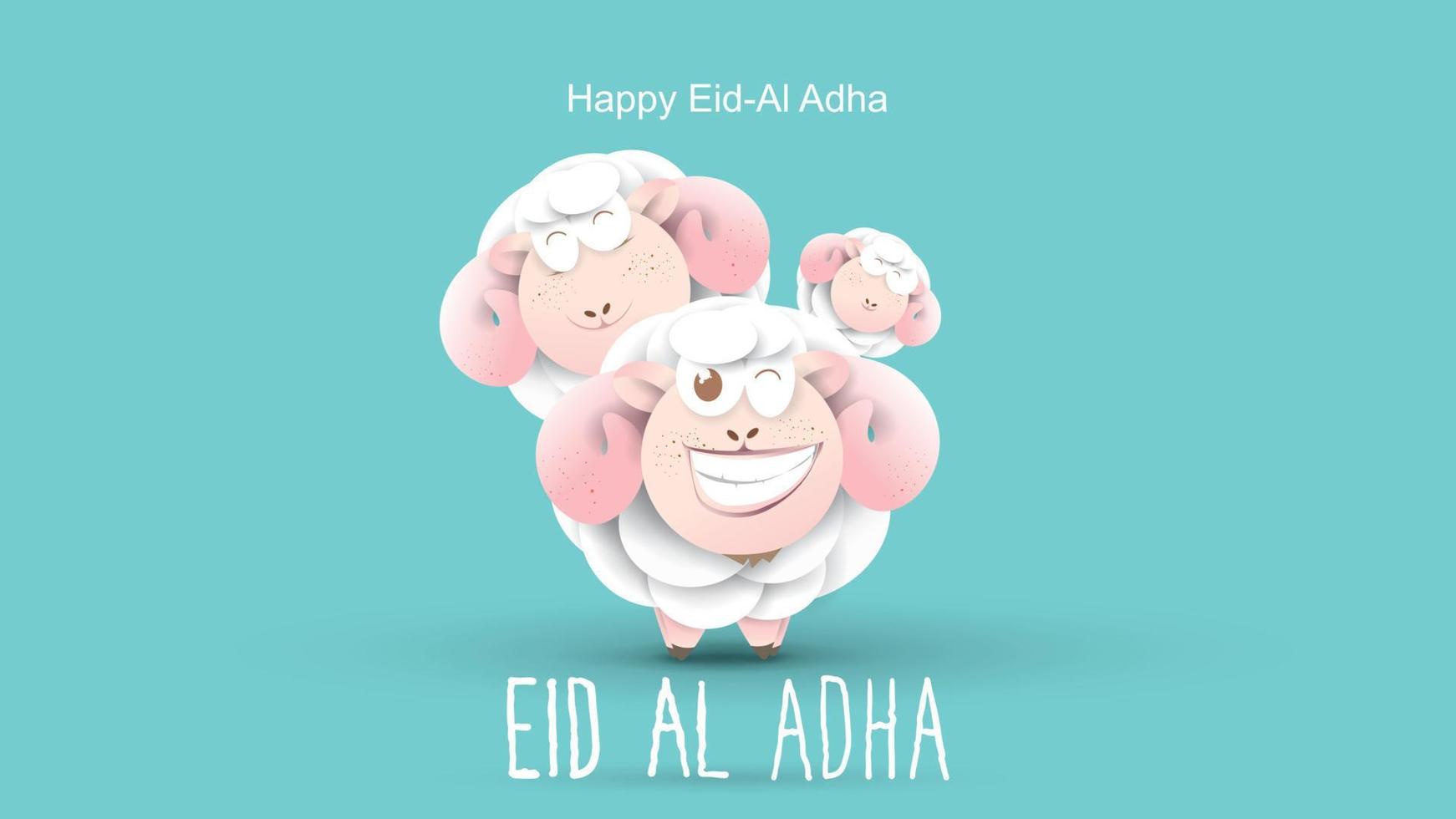 Muslim holiday Eid al-Adha. the sacrifice a ram sheep. Beautiful text handwritten lettering design for for graphic poster, greeting card etc.Greeting vector illustration