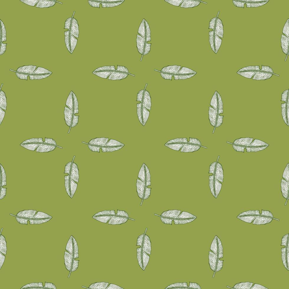 Banana leaf seamless pattern.Vintage tropical branch in engraving style. vector