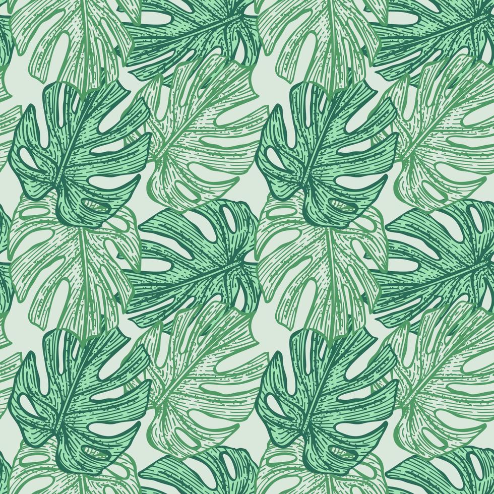 Tropical Monstera leaf seamless pattern. Jungle leaves background. vector