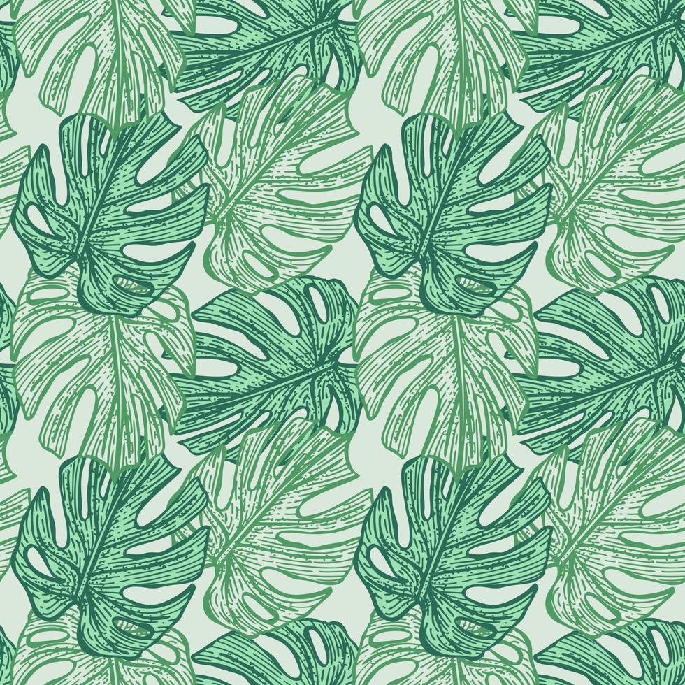 Tropical Monstera leaf seamless pattern. Jungle leaves background. vector