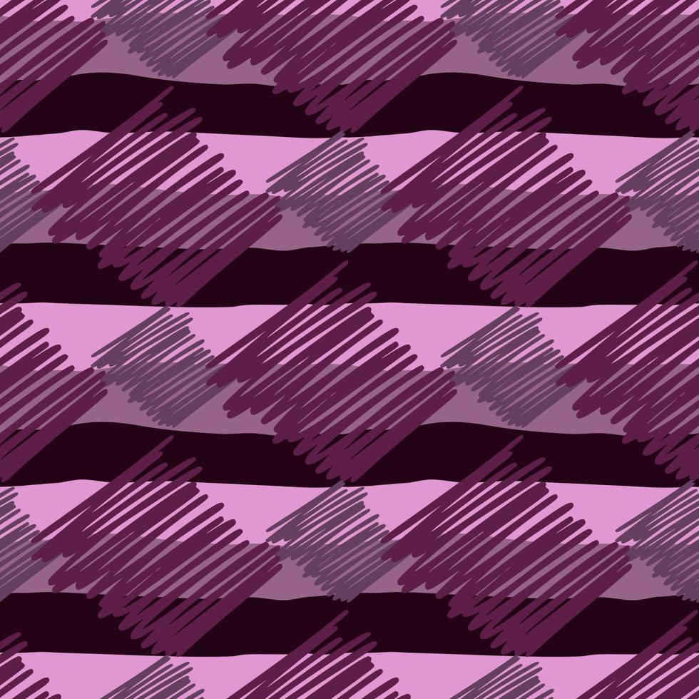 Brushstrokes and thin stripes seamless pattern. Cross Hatching endless background. Grunge backdrop. vector