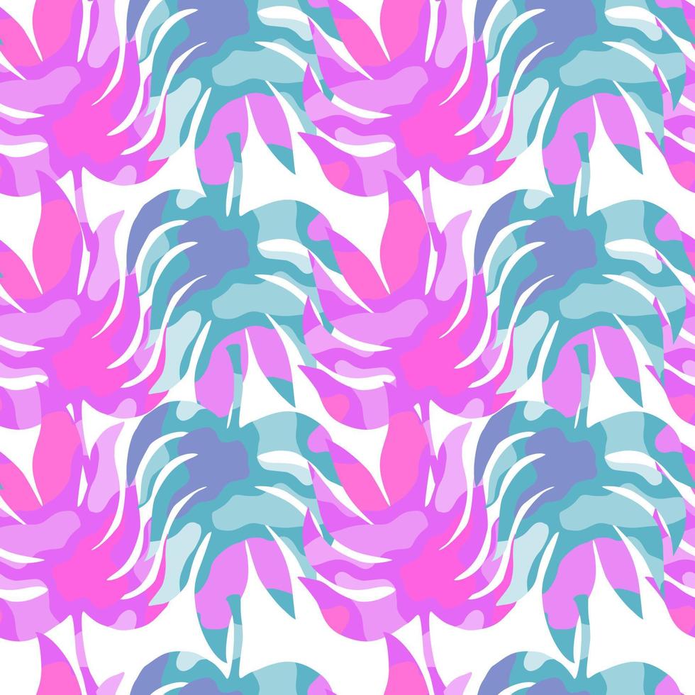 Rainforest palm leaves tropical seamless pattern. Abstract leaf endless wallpaper. vector
