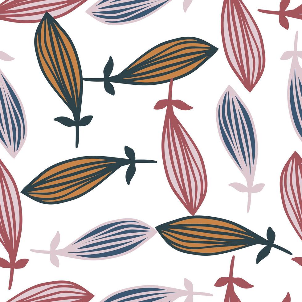 Exotic outline leaves seamless pattern. Nature palm leaf endless wallpaper. vector