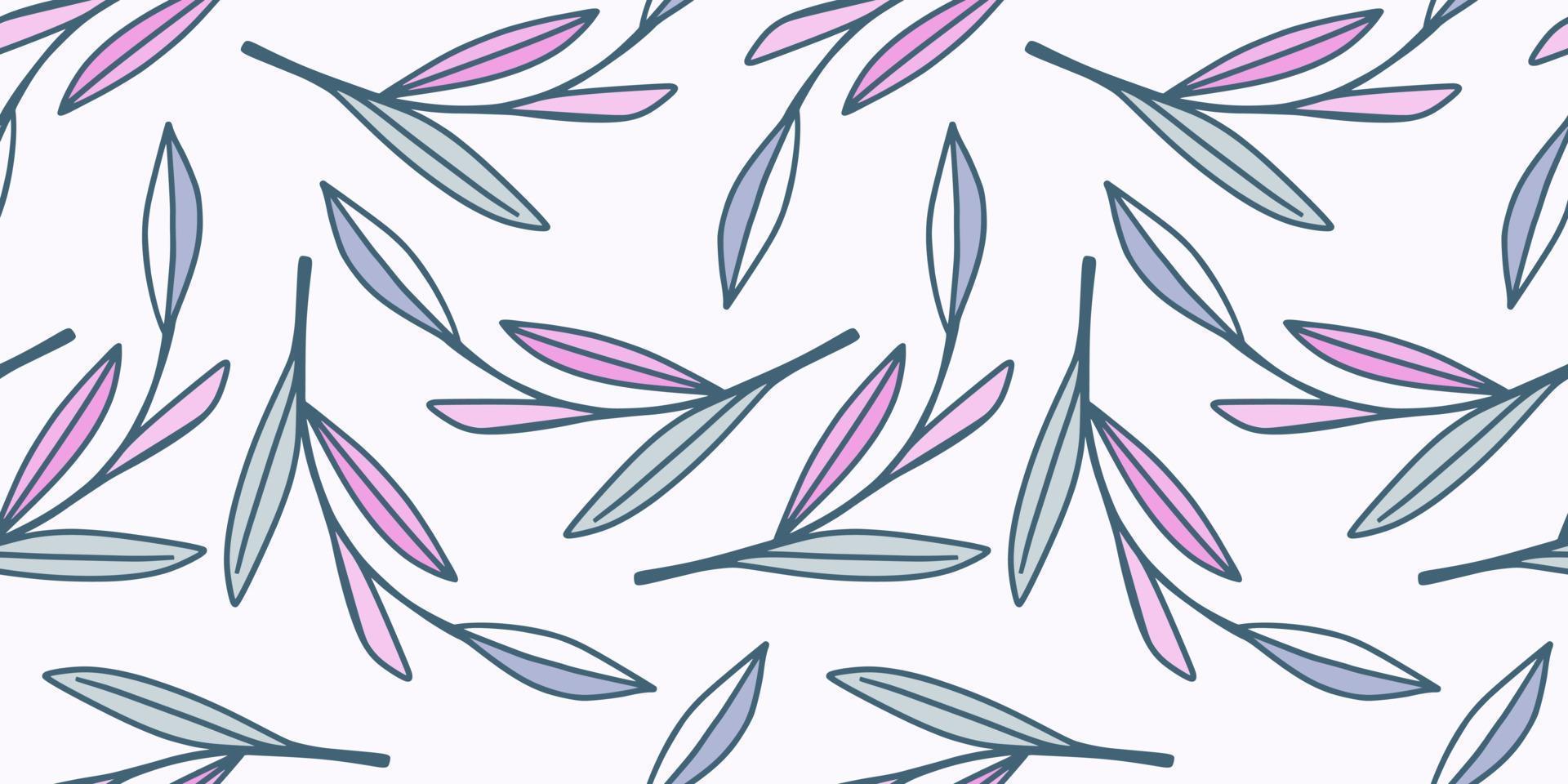 Simple twigs and branches seamless pattern. Delicate leaf and branches ornament. Vintage floral elements background. vector