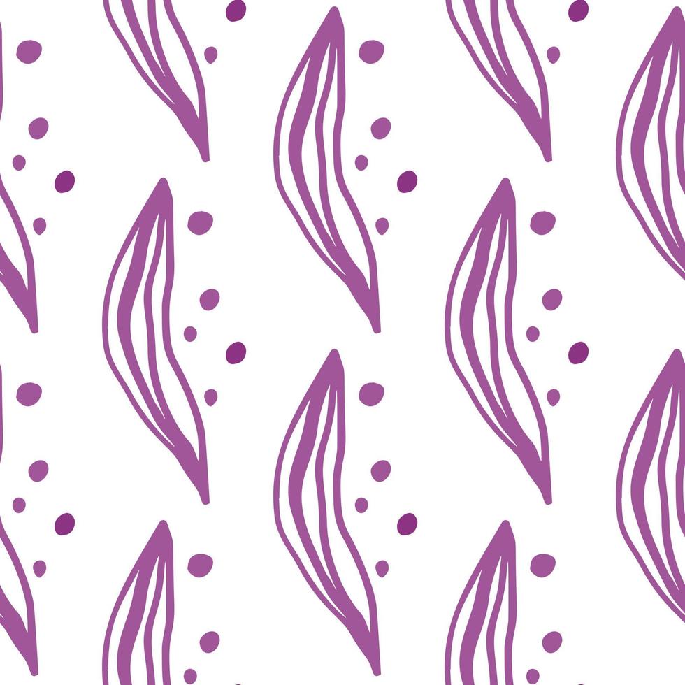 Abstract linear leaves tropical seamless pattern. Rainforest line background. vector