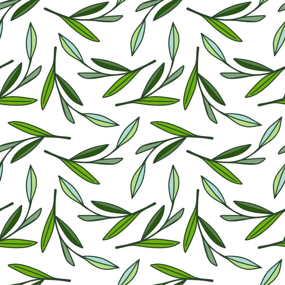 Delicate leaf and branches seamless pattern. Simple foliage ornament. vector