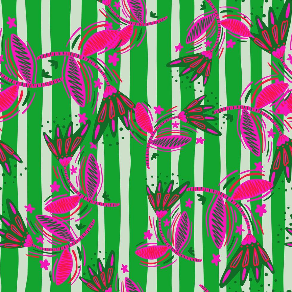 Seamless pattern with flowers and leaves in folk style. Naive art. Abstract floral wallpaper vector