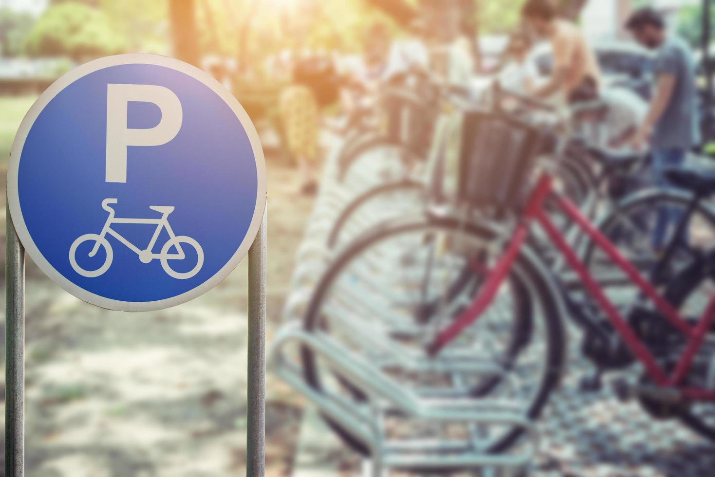 Blurred of bicycle and signs bike park photo