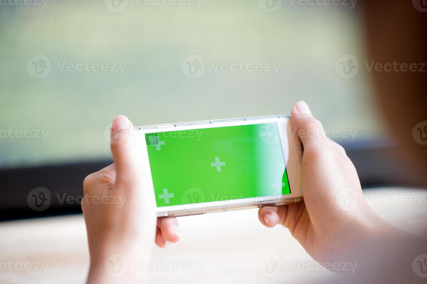 Hands and phones, online communication Online business Concept of using technology photo