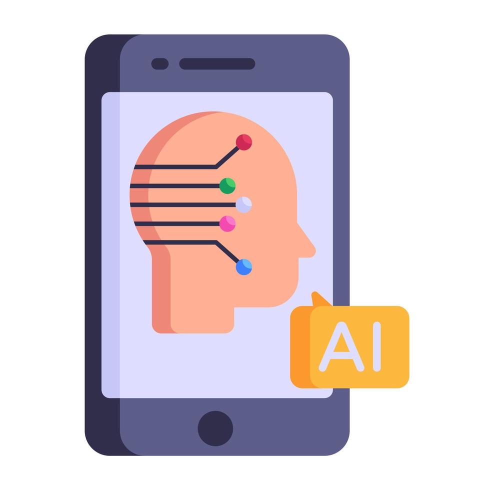Cogwheel inside head, flat icon of technical mind vector