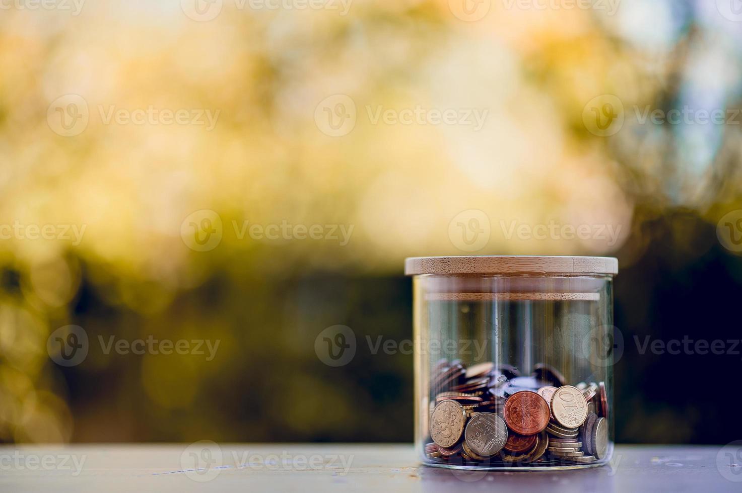 Image of coin value Concept of saving money for future friends With copy space photo