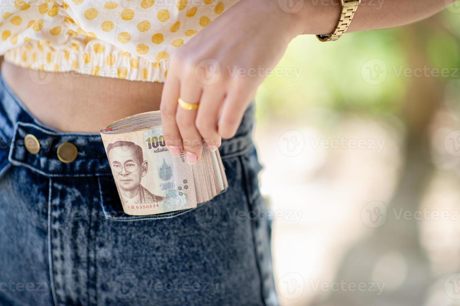 Close-up photos and bank cards used for business and currency exchange purchases. Hand and money concept