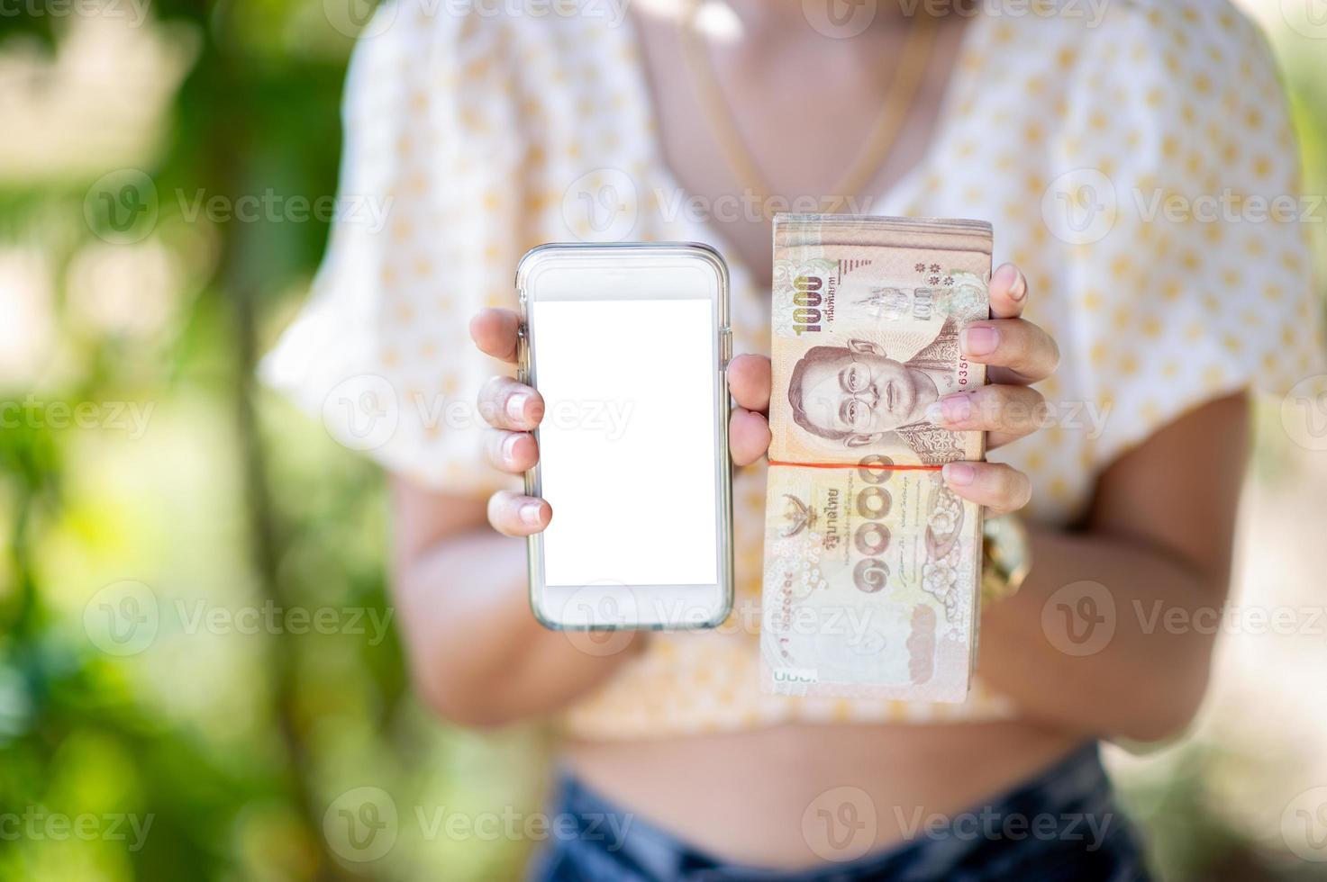 Close-up photos and bank cards used for business and currency exchange purchases. Hand and money concept