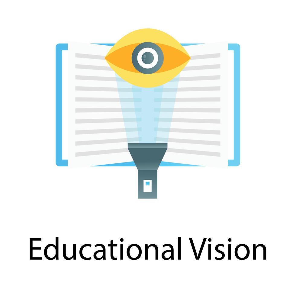 Educational vision, eye on book flat gradient vector