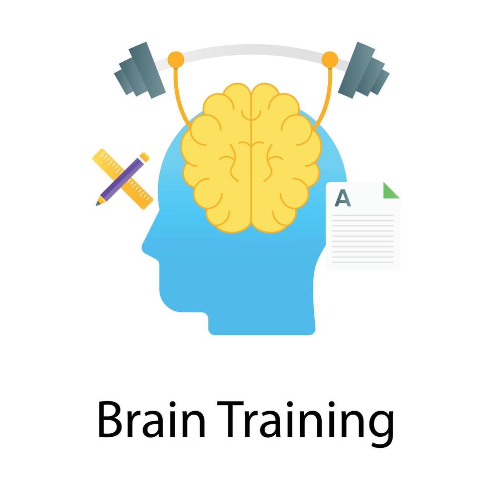 An vector of brain training in editable flat gradient style