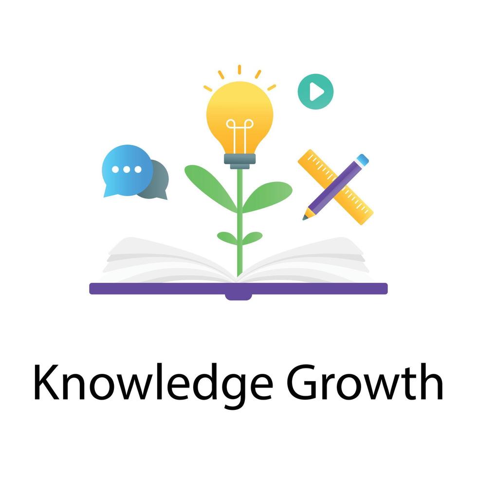 An editable vector of knowledge growth in modern flat gradient style