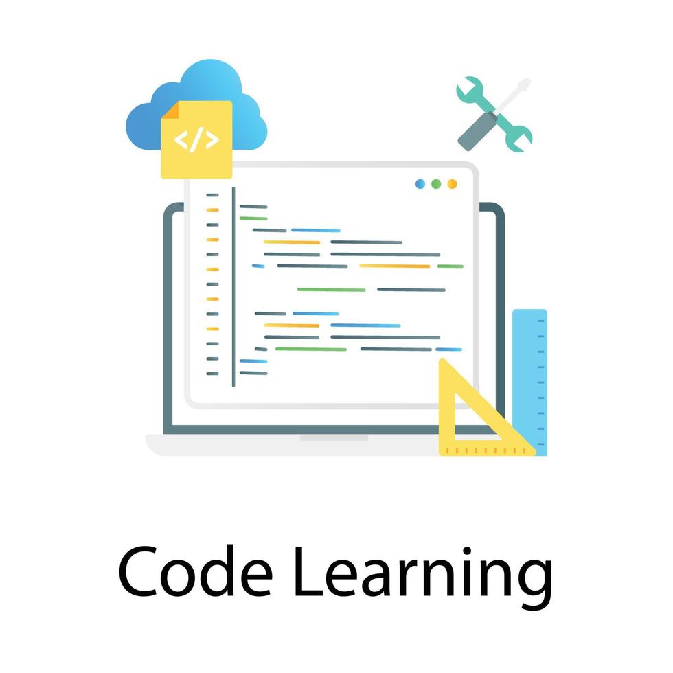 Code learning vector, programming language education flat gradient design vector