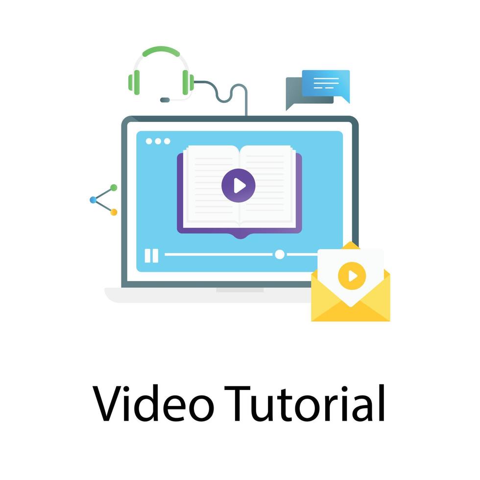 vector de gradiente plano moderno de tutoriales en video, conferencias en video