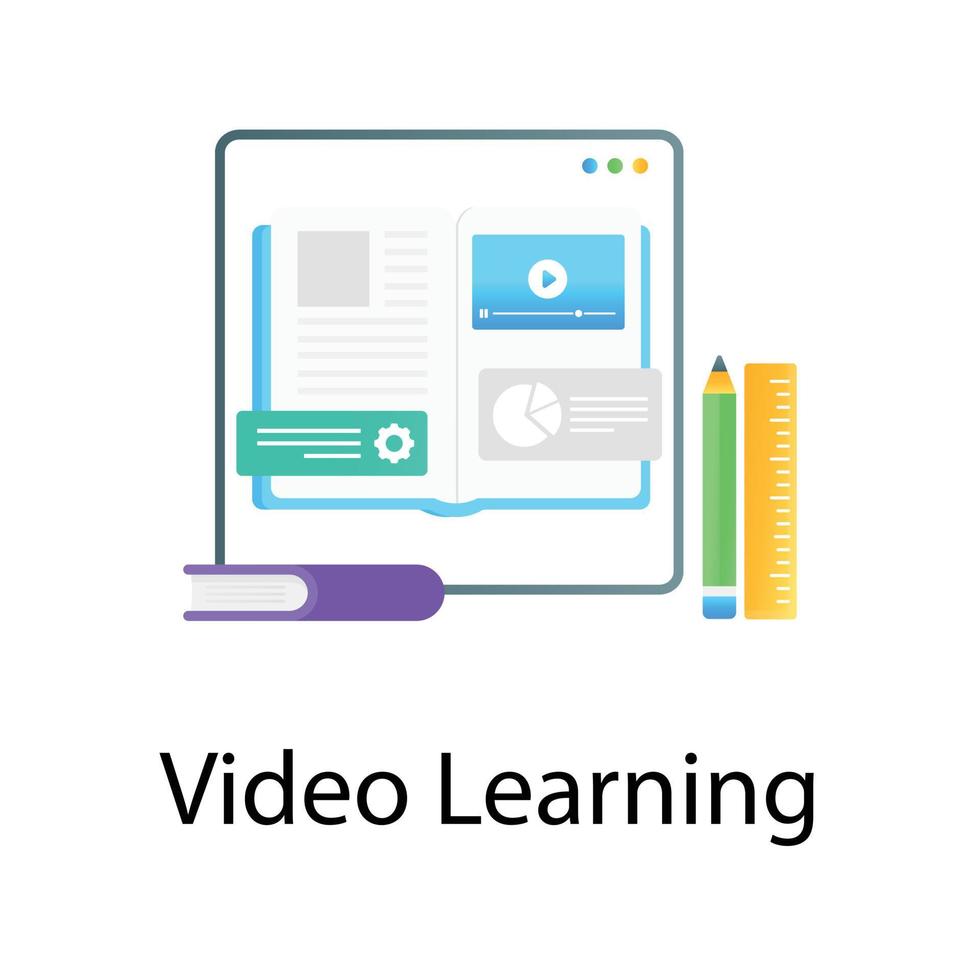 Video learning conceptual video streaming flat gradient vector