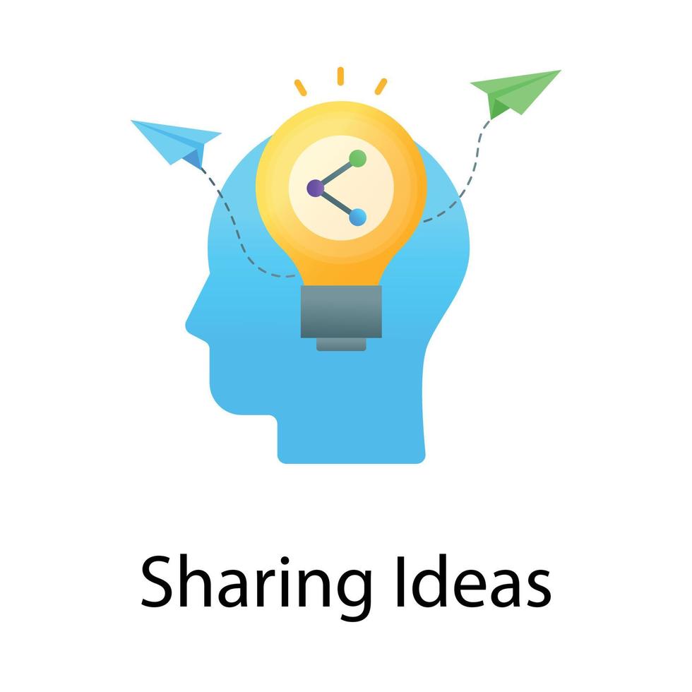 Human head having sharing ideas concept, flat gradient vector