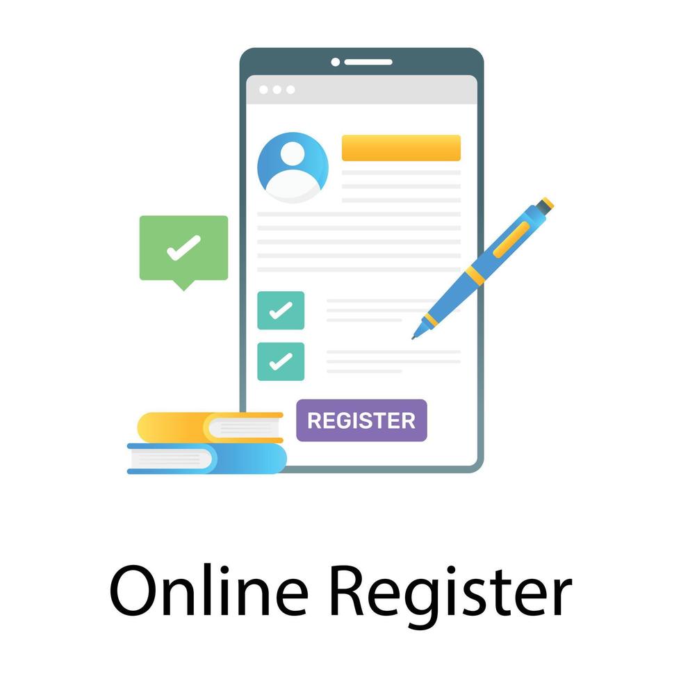 Online register mobile registration app vector