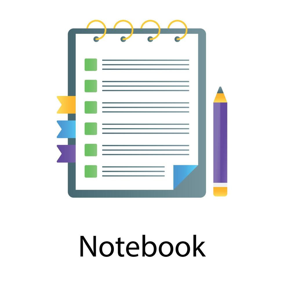 Trendy flat gradient vector design of notebook, drafting pad concept