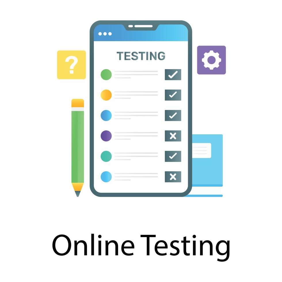 Online testing vector in editable flat gradient style