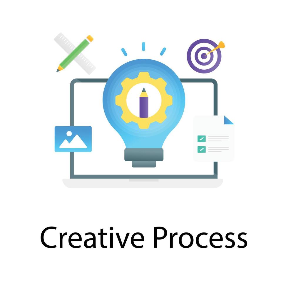 A trendy vector of creative process, bulb with gear