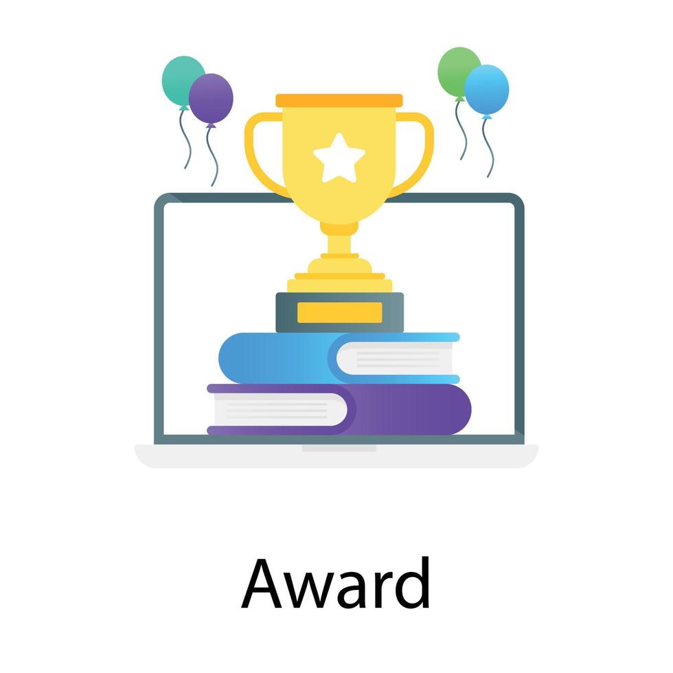 Online trophy, reputation management in editable style vector