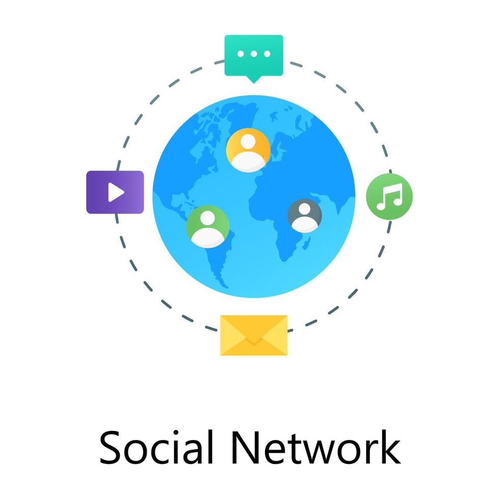 Flat gradient editable vector of social network