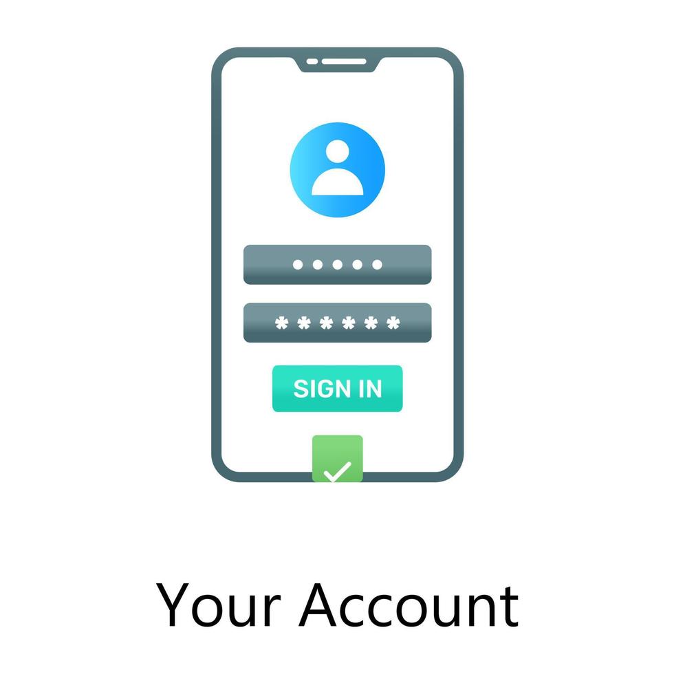 Conceptual icon of mobile user, your account in gradient design vector