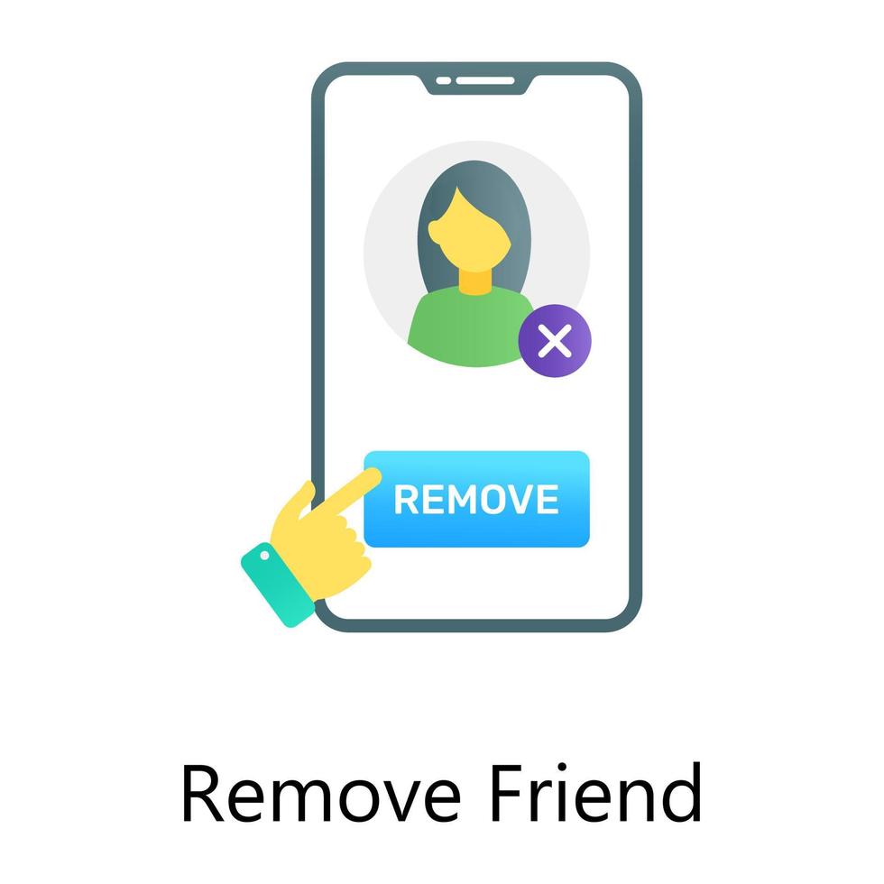 Flat gradient conceptual icon of remove friend, cancel user vector