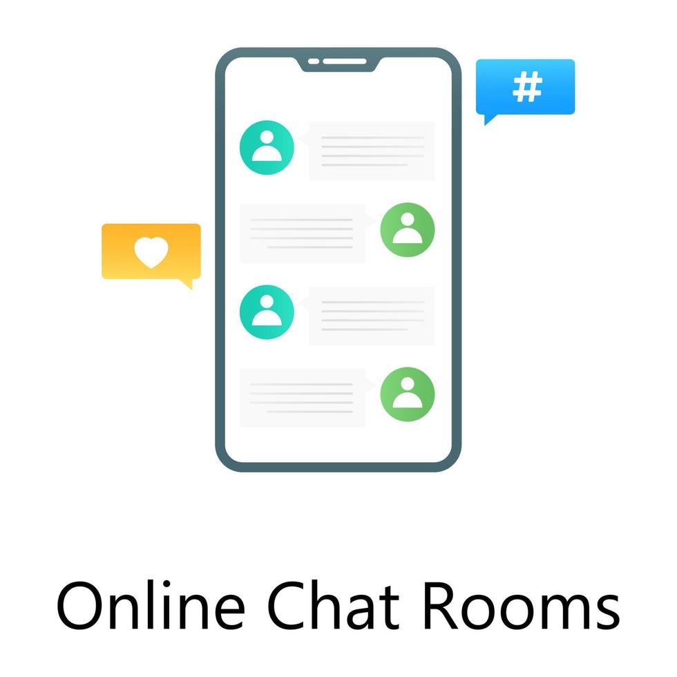 sala de chat en línea, icono conceptual degradado de mensajes móviles vector