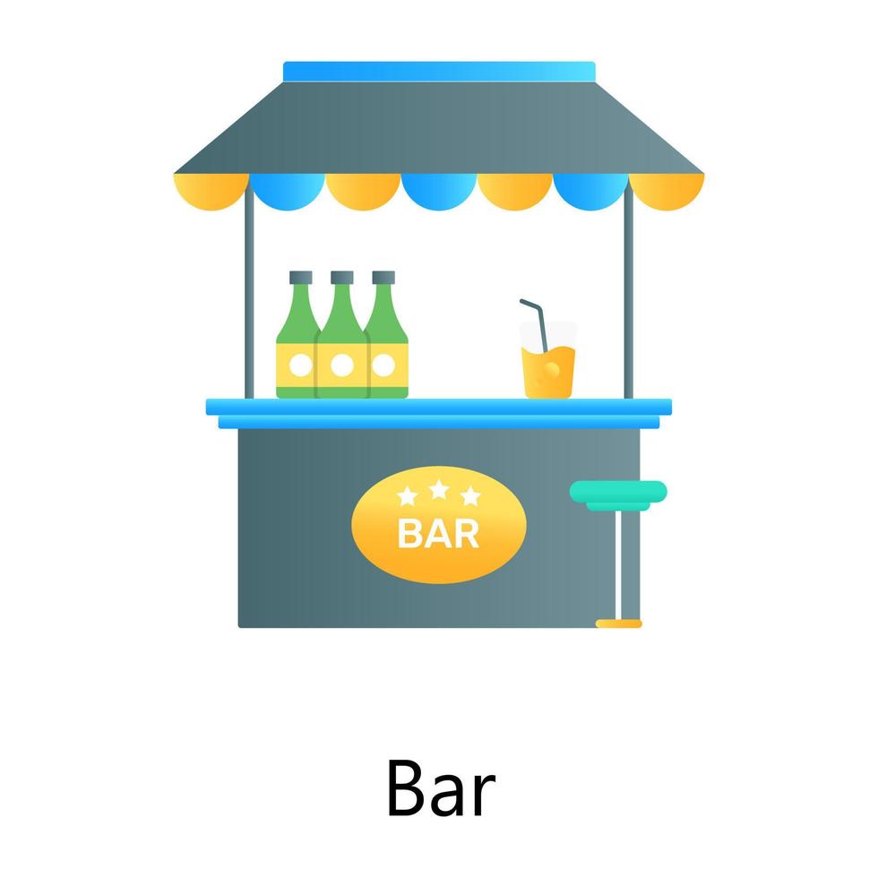 A vendor drink stall in flat gradient vector, denoting bar vector