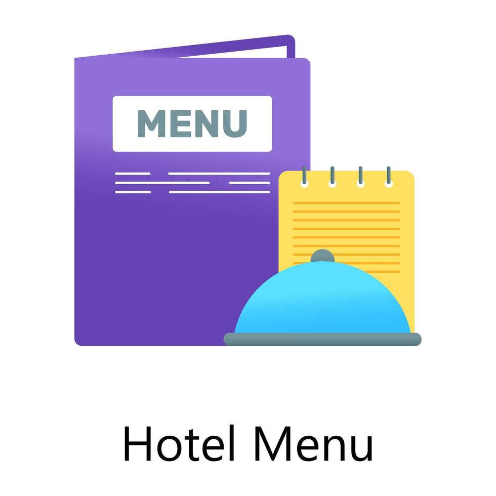 Flat gradient vector of hotel menu, delicious meal list