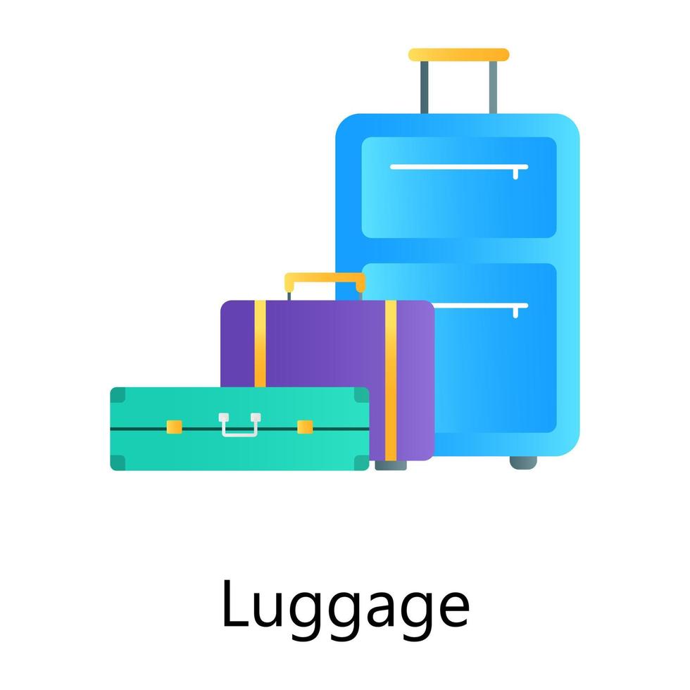 Flat gradient vector of luggage, travelling baggage