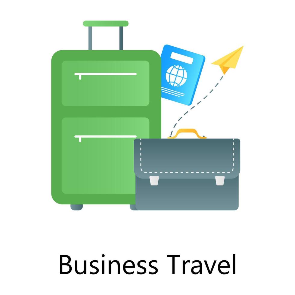Flat gradient vector of business travel, work travelling