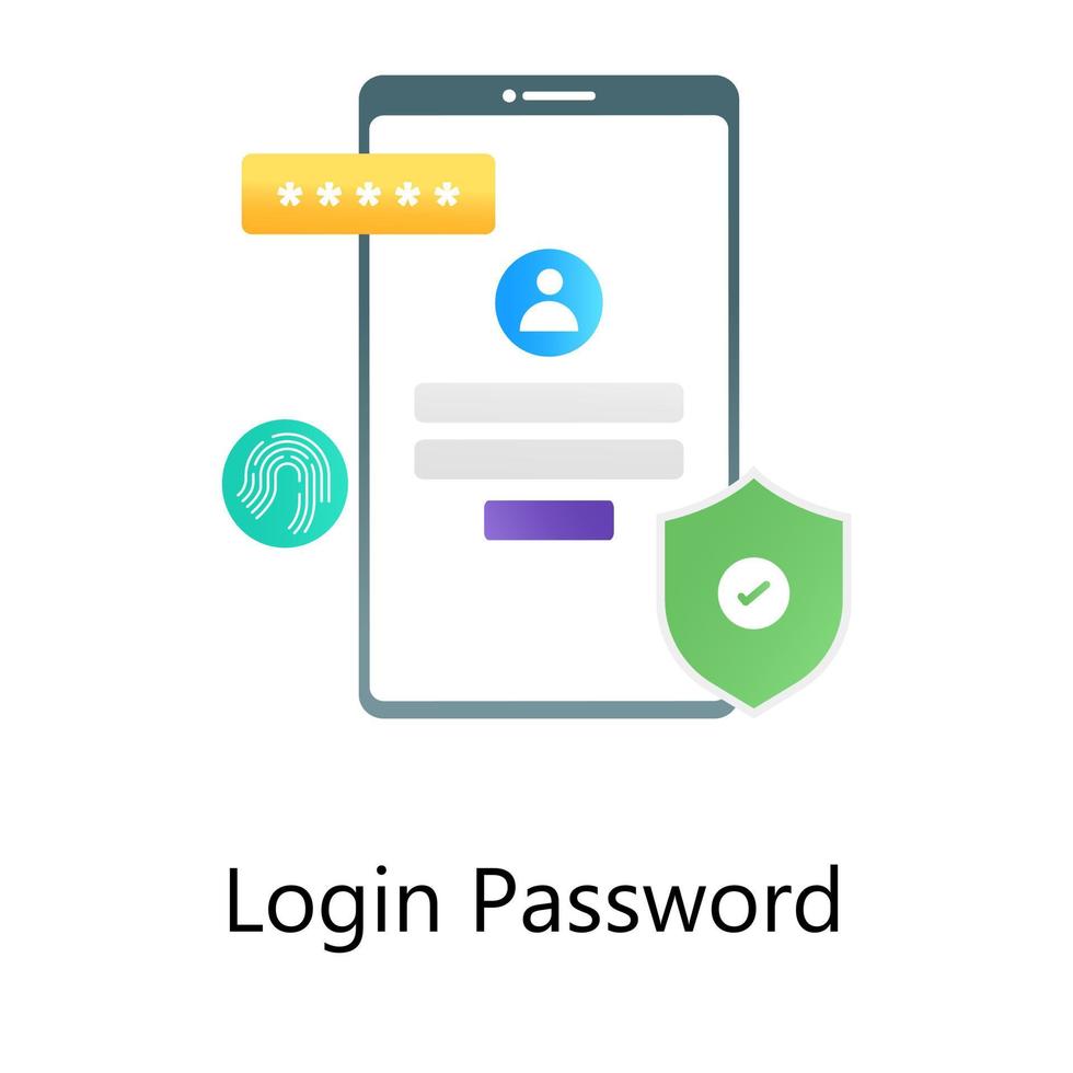 Secure login password gradient vector, mobile interface with security shield vector