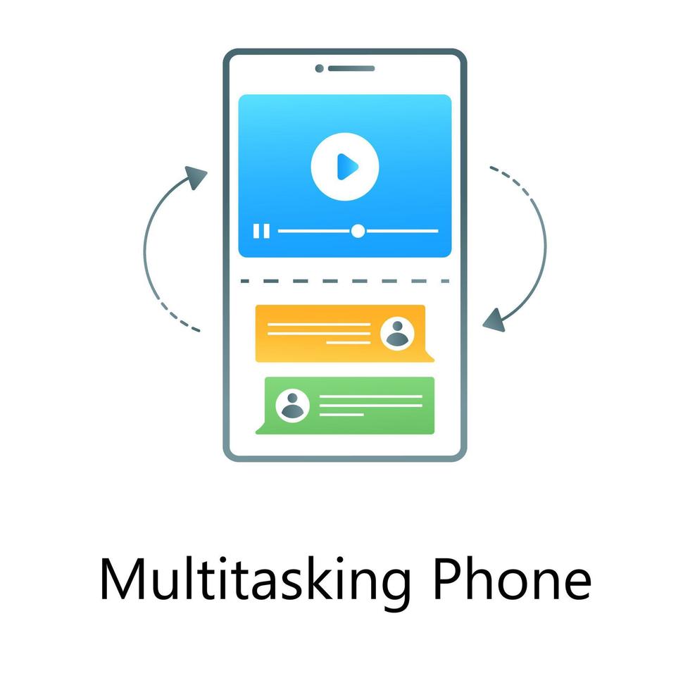 Online streaming app, gradient vector of multitasking phone