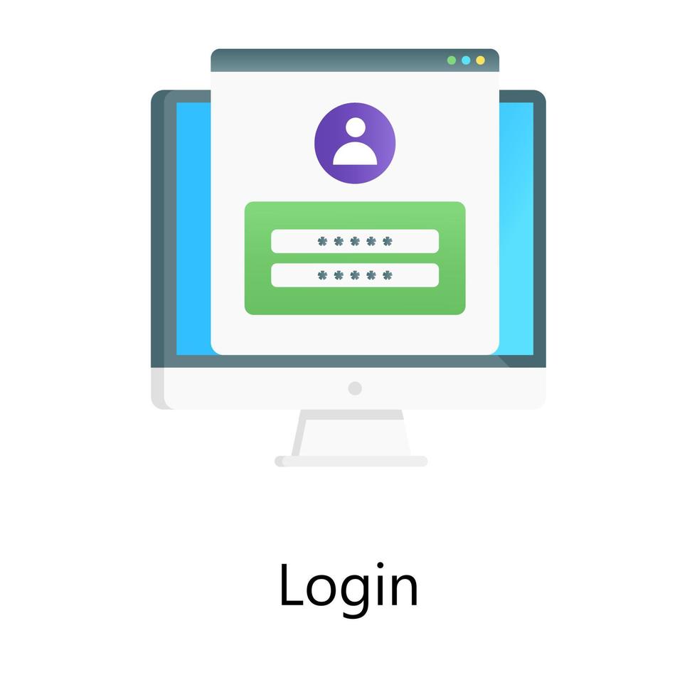 Website login gradient vector, webpage with password key bar vector