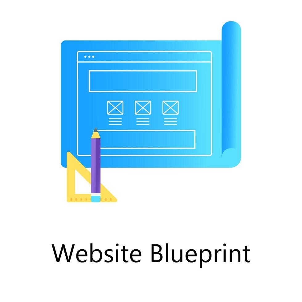 Gradient vector design of website blueprint, web sketching concept
