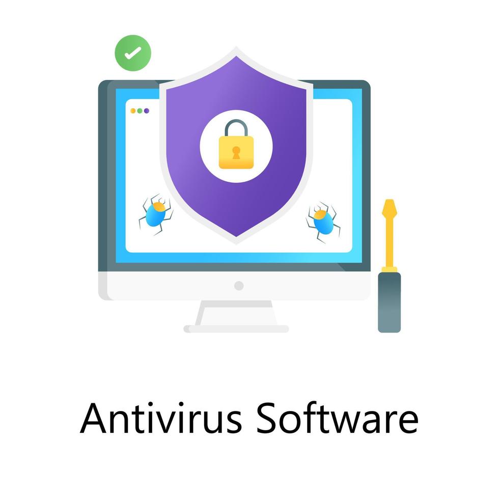 A modern gradient vector of antivirus software, padlock inside security shield