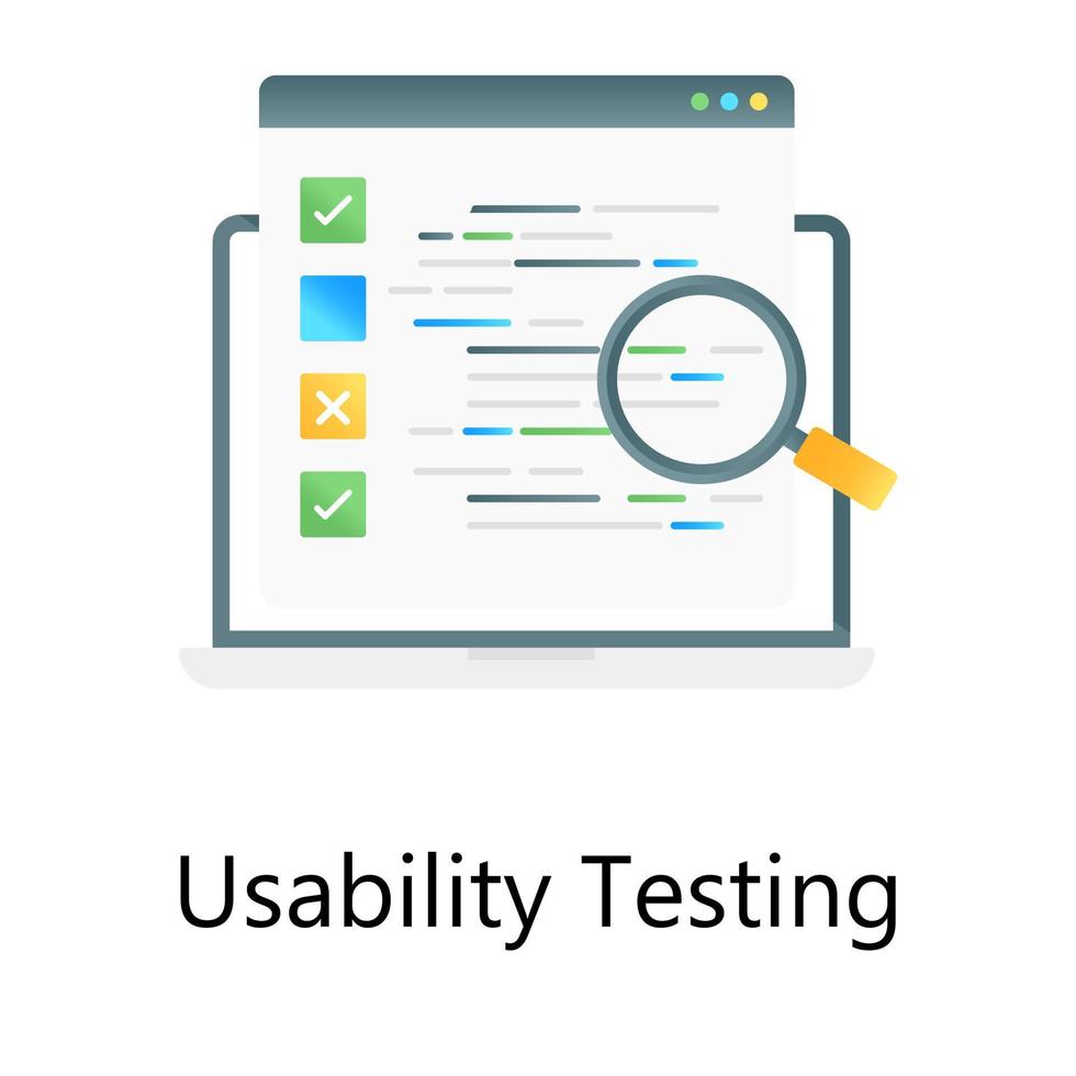 Usability testing concept in gradient style, content searching vector