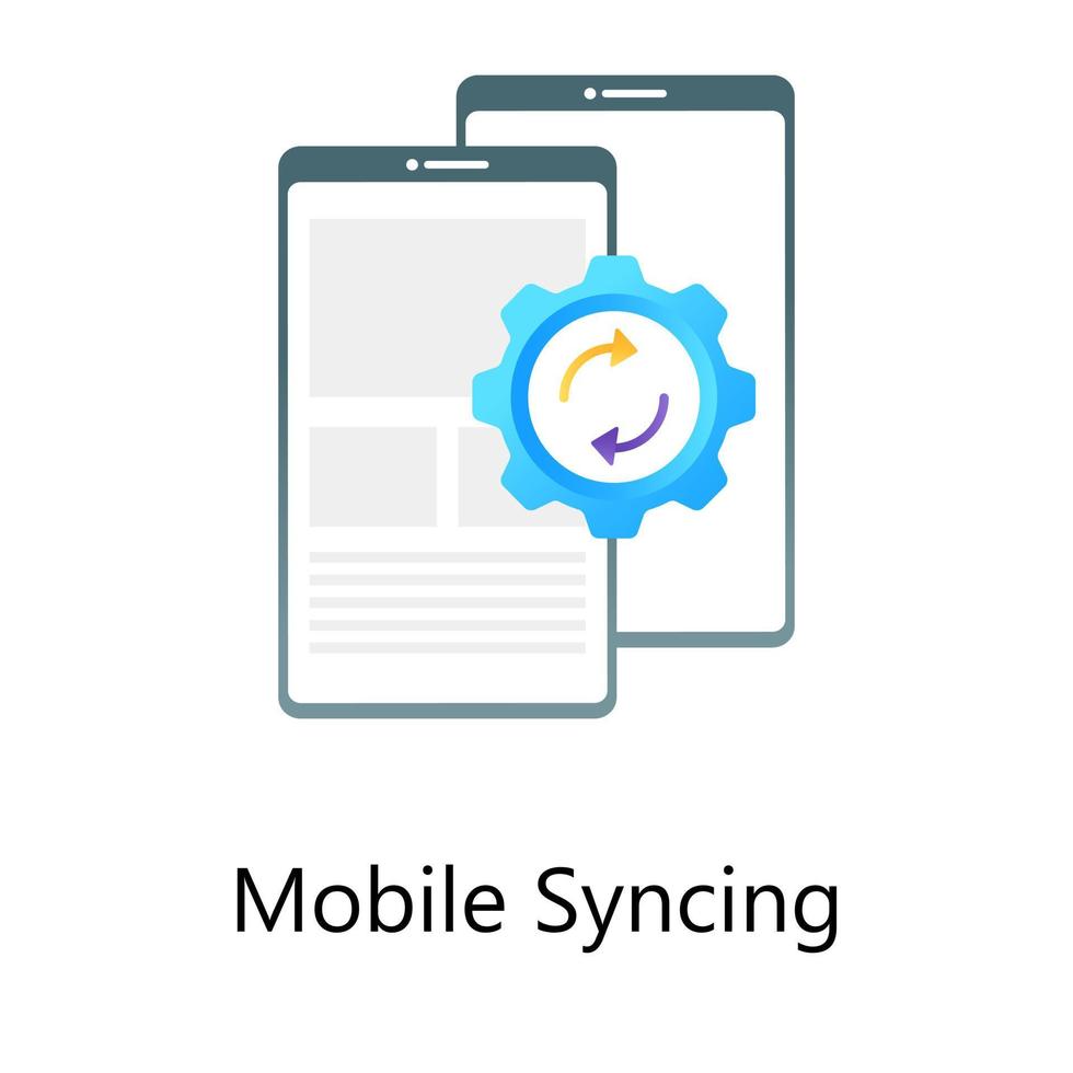 Concept of device synchronization, gradient vector on mobile sync