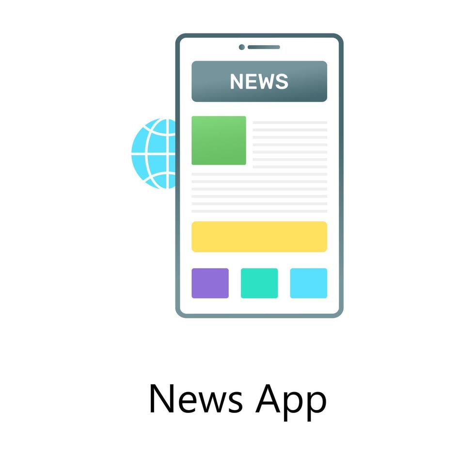 Mobile printed media, gradient vector of news app