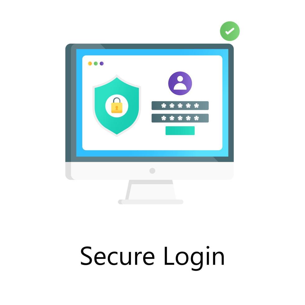 Secure login gradient vector, web page with security shield vector
