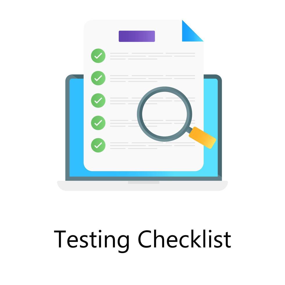 diseño de vector de gradiente de lista de verificación de prueba con viñetas, análisis de lista de tareas en línea