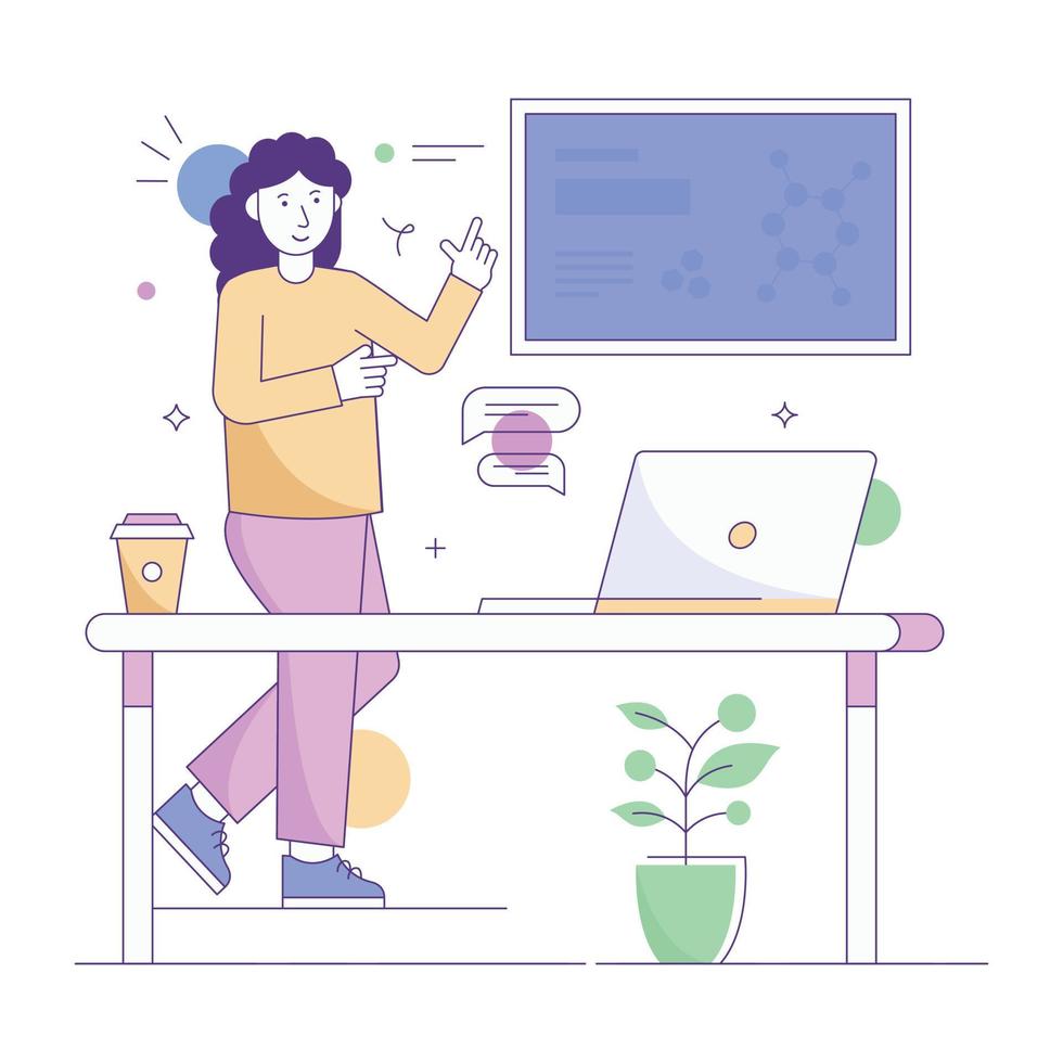 Flat illustration of online learning, editable design vector